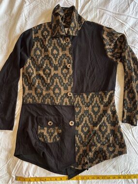 Parsley & Sage Black and Brown Patterned Trench Coat